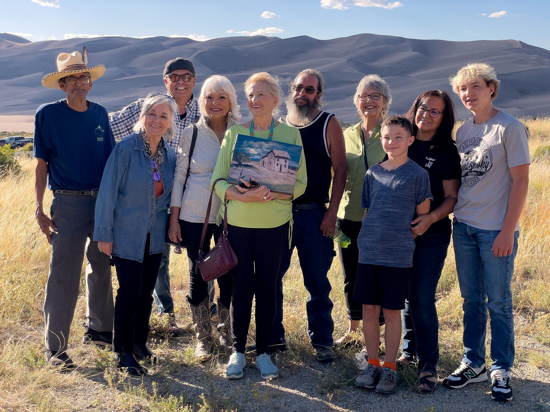 Families gathered outdoors in the desert Southwest